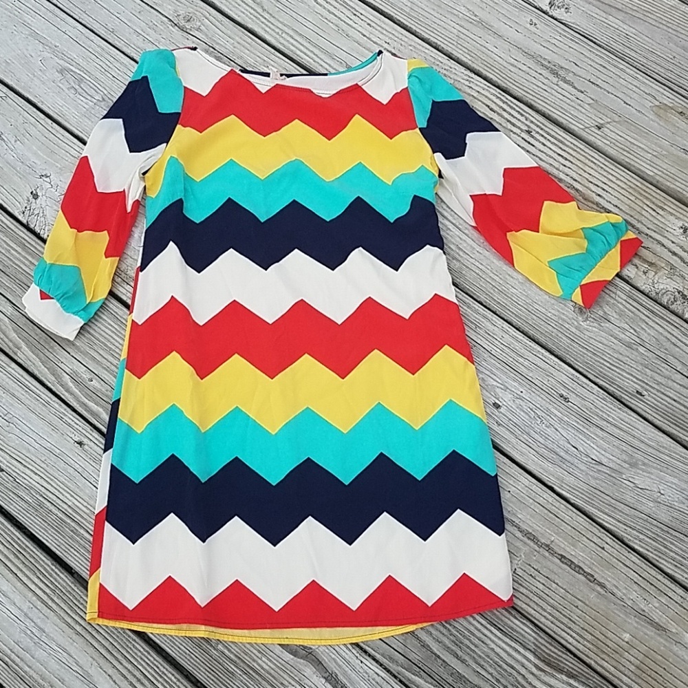 Pink owl size small multi-colored dress
